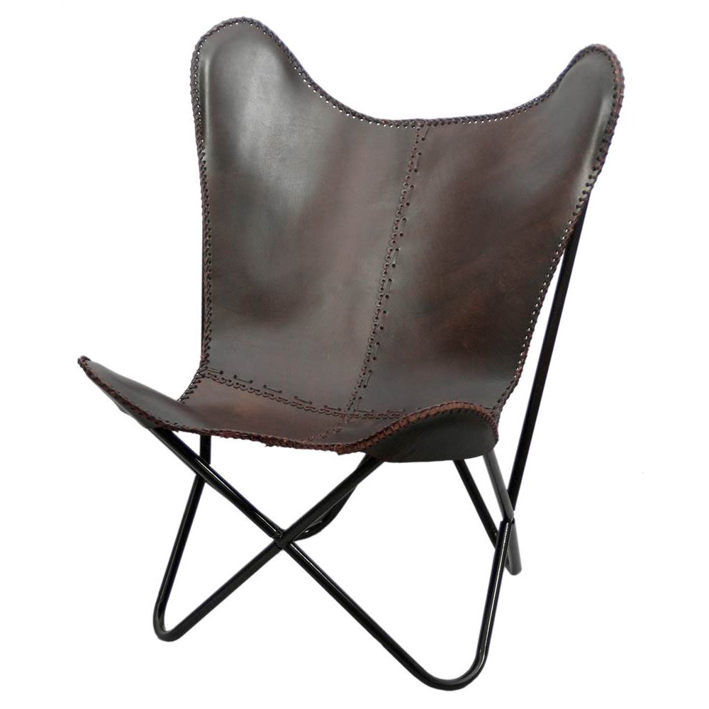 Leather Butterfly Chair in Brown