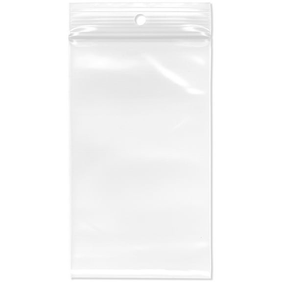 Plymor 3" x 5" (Pack of 200), 4 Mil with Hang-Hole Heavy Duty Zipper Reclosable Plastic Bags