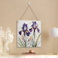 thumbnail image 4 of Iris Wooden Hanging Sign Flower Art Iris Gifts Spring Flower Door Sign Spring Door Decor Rustic Farmhouse Decorations for Home Kitchen Bedroom Cafes Bar Sign 12x12 Inches, 4 of 8