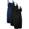 iLoveSIA Women's Maternity Breastfeeding Nightwear Labor Delivery Gown 3 Pack, Black Black Blue L