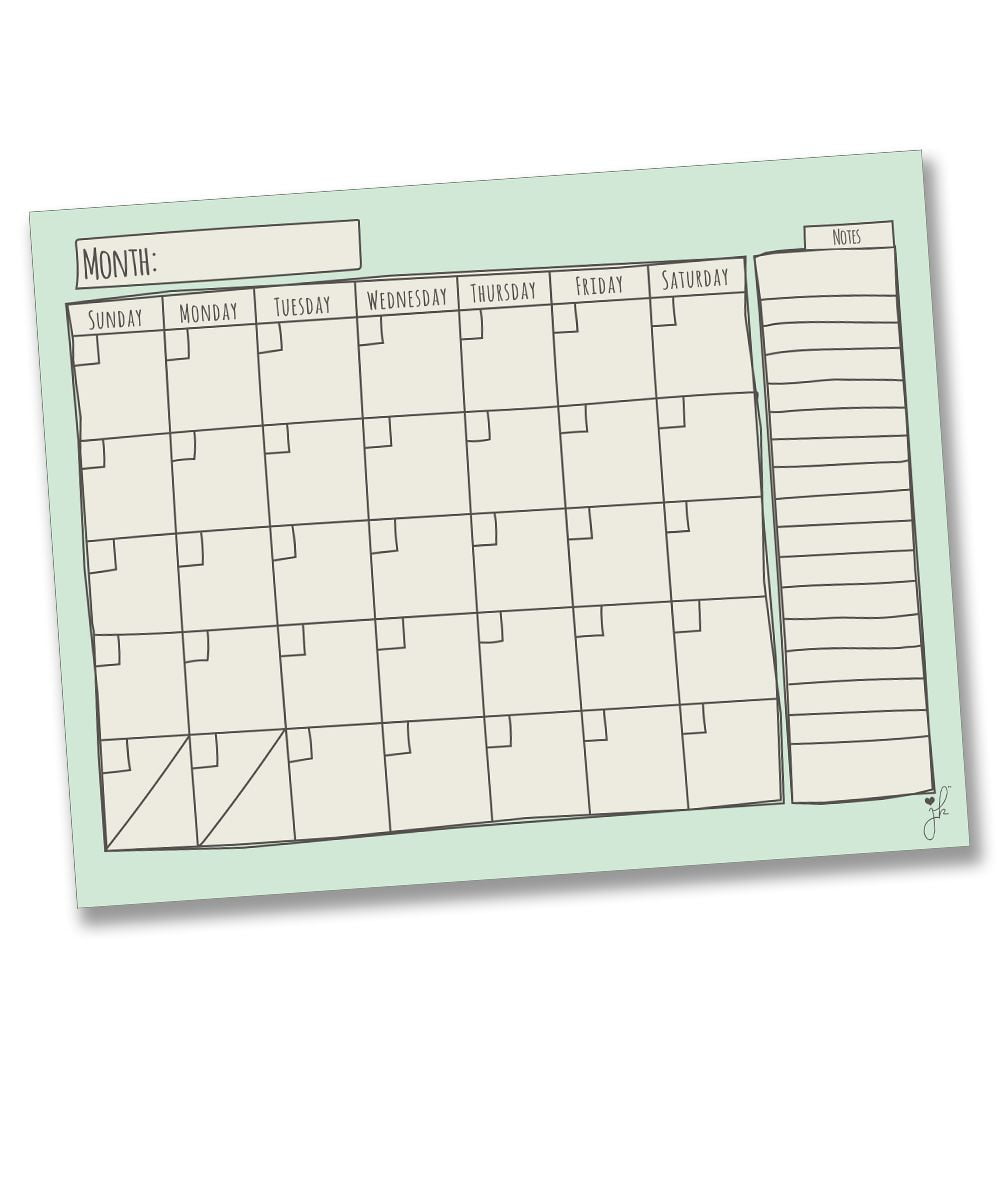 Jennakate - Mint Magnetic Dry Erase Refrigerator Calendar - Monthly Refrigerator Planner - Schedule Board Calendar- Family Command Center -17' x 14'