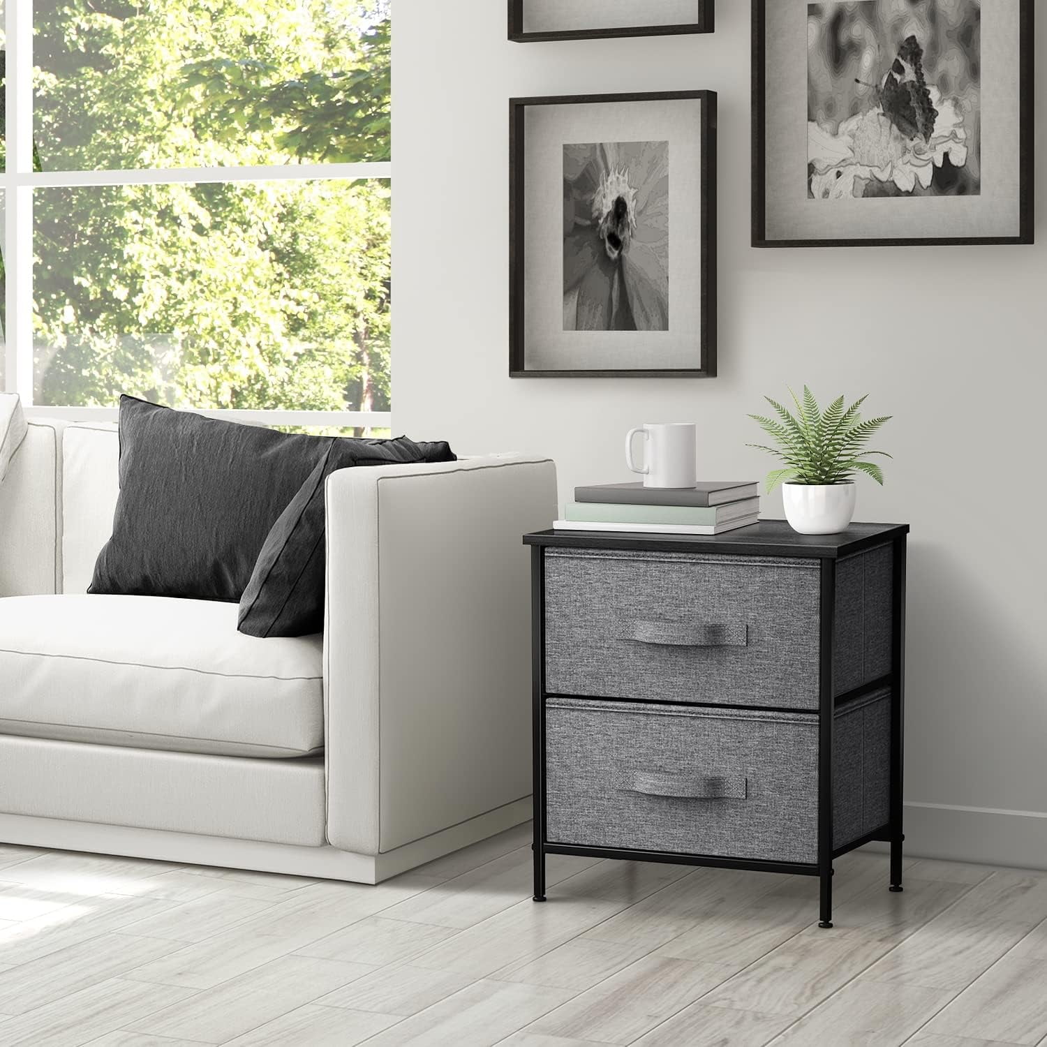 Sorbus Modern Nightstand with 2 Drawers, Set of 2, Black
