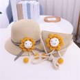 thumbnail image 2 of EnJoCho Children Boys Girls Cartoon Smile Sunshade Hat Straw Beach Sun Hat + Straw Bag Cute Casual Outdoor Caps, 2 of 2