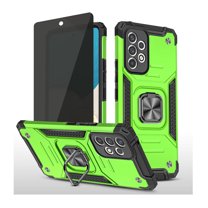 Xhy Samsung Galaxy A53 5G Case with Privacy Screen Protector Magnetic Ring Holder Kickstand Military Grade Full Body Double Layer Drop Protection Durable Detachable for Samsung A53 5G Phone - Green