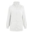 thumbnail image 3 of Fiaer Women Sweatshirts Long Sleeve Zip up Casual Jackets 2038 Fashion Fall Loose Fit Long Sleeve Tops with Pocket White XXL, 3 of 3
