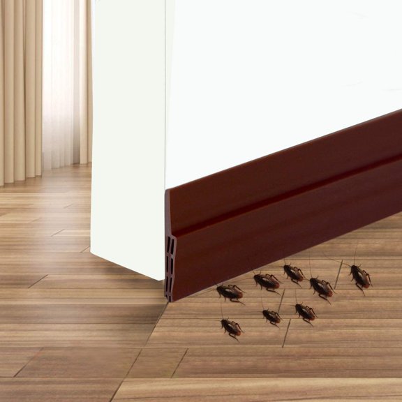 TIFOR Sweep Weather Stripping - Self Adhesive Rubber under Door Bottom Seal Strip Draft Stopper Insulation for Weatherproof, Soundproof, Dustproof, Insectproof, 2" W X 39" L (Brown)