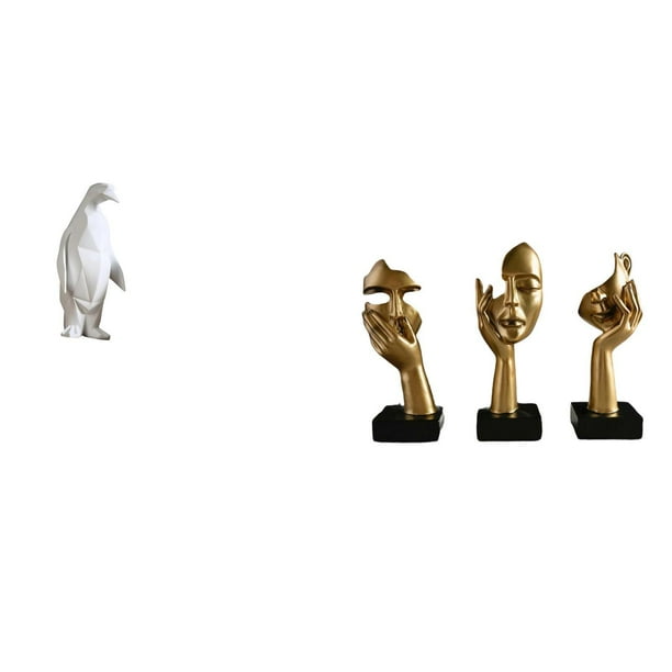 Escultura de pingüino,Escultura de pingüino para decoración nórdica del hogar,Estatuas del pensador,Estatuas de pensadores Esculturas de arte abstracto de mesa,Figuras modernas con caras