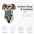 thumbnail image 4 of Fotbe Abstract Dalmatian Art Body de Mujer con Cuello Redondo y Mangas Cortas, Sin Mangas Ajustado, Suave, Cómodo y Básico-Large, 4 of 7