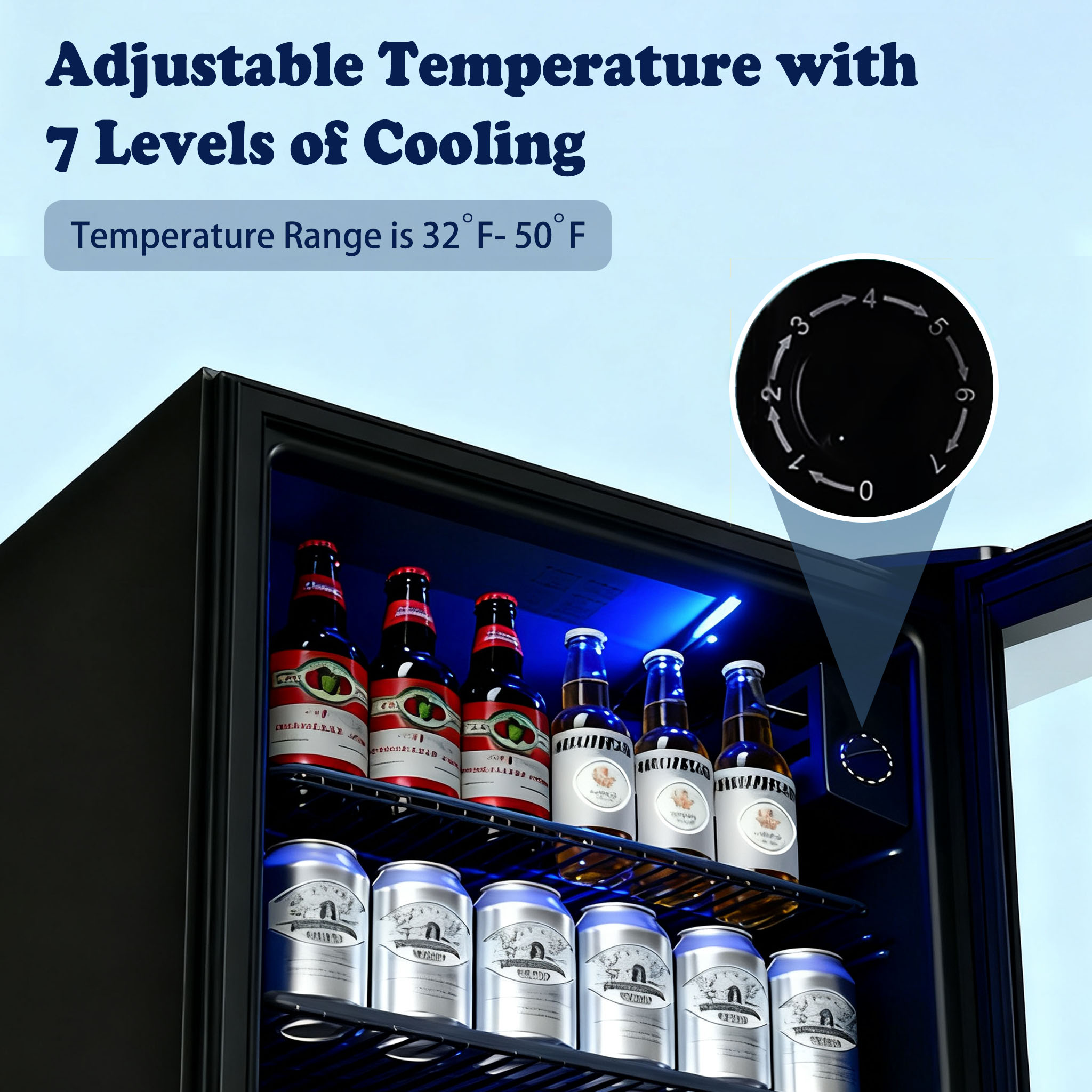 JIEJIA 125 Can Mini Fridge and 3.6 Cu.ft Beverage Cooler Refrigerator with Glass Door for Home, Office