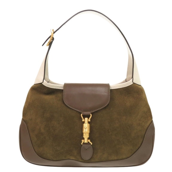 Pre-Owned Gucci Vault Vintage Jackie suede leather brown and khaki shoulder... (Good)