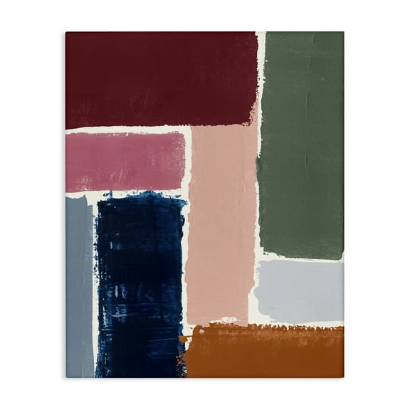 Stupell Industries Rectangular Shapes Pattern Abstract Painting Gallery Wrapped Canvas Art Print Wall Art, 16 x 20