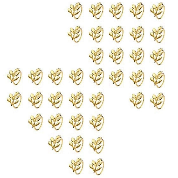 40 Servilleteros de Hojas Doradas, Servilletero Dorado para Servilletas de Mesa, Servilleteros de Vacaciones, Servilleteros de Otoño para Fiesta