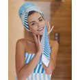 thumbnail image 7 of Colorful Stripe Towel Set of 3, Soft Microfiber Bath Towels, Hand Towel, Washcloths, Modern Teal Blue Green Vertical Striped Quick-Dry Absorbent Towels for Bathroom Kitchen Hotel Beach Gym Spa, 7 of 7