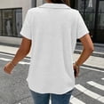 thumbnail image 4 of Siminsem Women's Casual Loose Fit V Neck Tunic Top Textured Short Sleeve Pullover with Button Decor Dressy Blouse Cute Lightweight Top for Spring and Summer, White, L, 4 of 5
