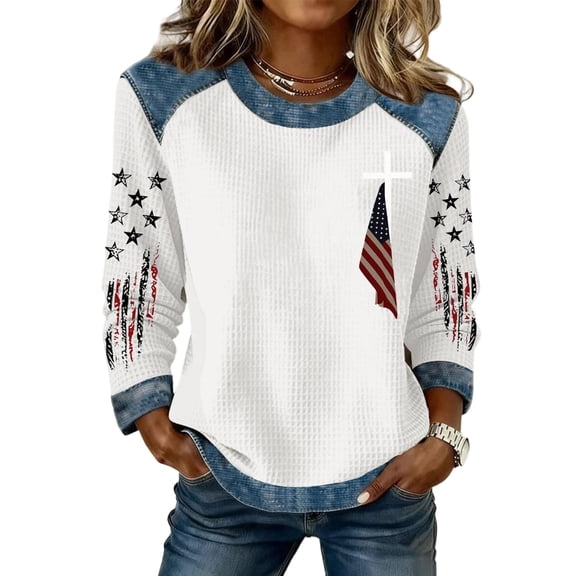 Easter Women's Christian Shirts Jesus Cross Graphic Printed Faith Sweatshirt Oversize Patriotic Tops Casual Crewneck Pullover