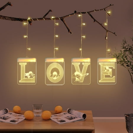 

Kripyery Letter Shape Lamp Romantic Hanging USB Powered LED Night Light Decor for Wedding