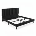 thumbnail image 1 of Queen Size Upholstered Platform Bed Frame – Black Suede with Adjustable Tufted Headboard, Sturdy Wooden Slats, No Box Spring Needed, Easy Assembly – Black Suede Finish, 1 of 8