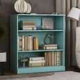 thumbnail image 3 of Palace Imports 100% Solid Wood 3-Shelf Bookcase with Adjustable Shelves, Aqua Blue, 3 of 6