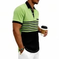 thumbnail image 5 of Men's Top Color Block Casual Waffle Knit Pocket Short Sleeved Half Button Stand Collar Shirt Green L, 5 of 8