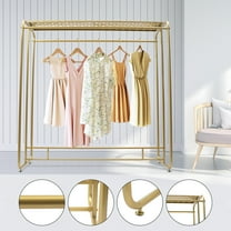 Golden Clothes Retail Metal Garment Rack Double Rod Hanging Clothing Rack
