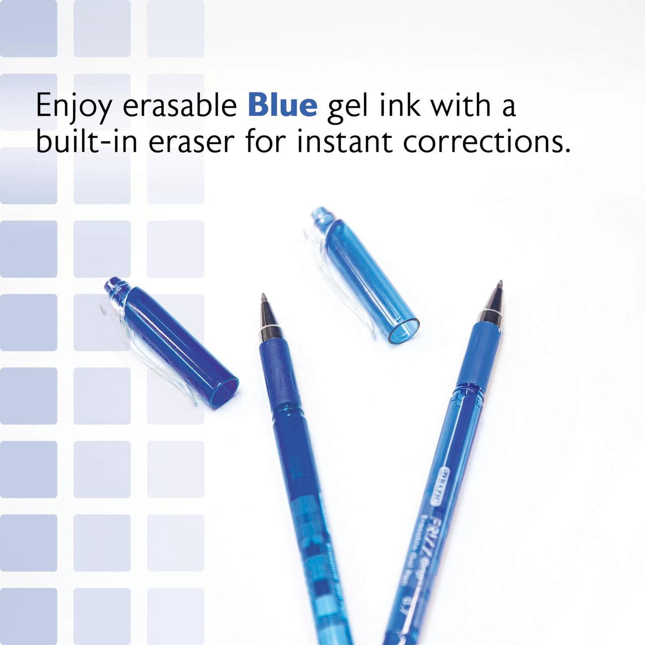 BAZIC Frizz Erasable Gel Pens, 0.7mm Medium Point, Blue Ink, Comfort Grip, 1-Pack
