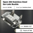 thumbnail image 7 of IDL Packaging 1/2" Open 304 Stainless Steel Ear-Lokt Buckle - Pack of 100, 7 of 7
