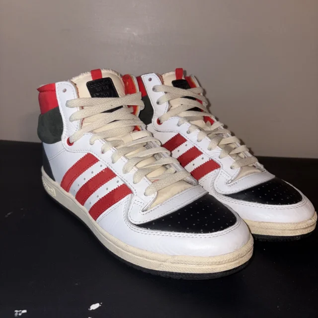 Adi - das top ten mens size 8.5 shoes white red leather hightop basketball sneaker