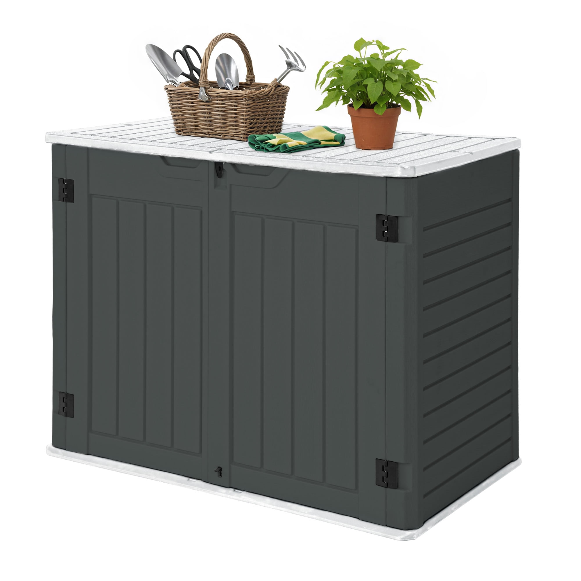 Uforic 35 Cu Ft Weatherproof Resin Outdoor Storage Shed, Lockable for Garden Tools, Easy Assembly, Black