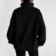 thumbnail image 6 of XUNKUSGA Womens Pullover Soft Fuzzy Fleece Cable Knit Pullover Sweatshirts Fashion Quarter Zip Womens Jacket Oversized Casual Stand Collar Winter Coat Outfits Black S, 6 of 7
