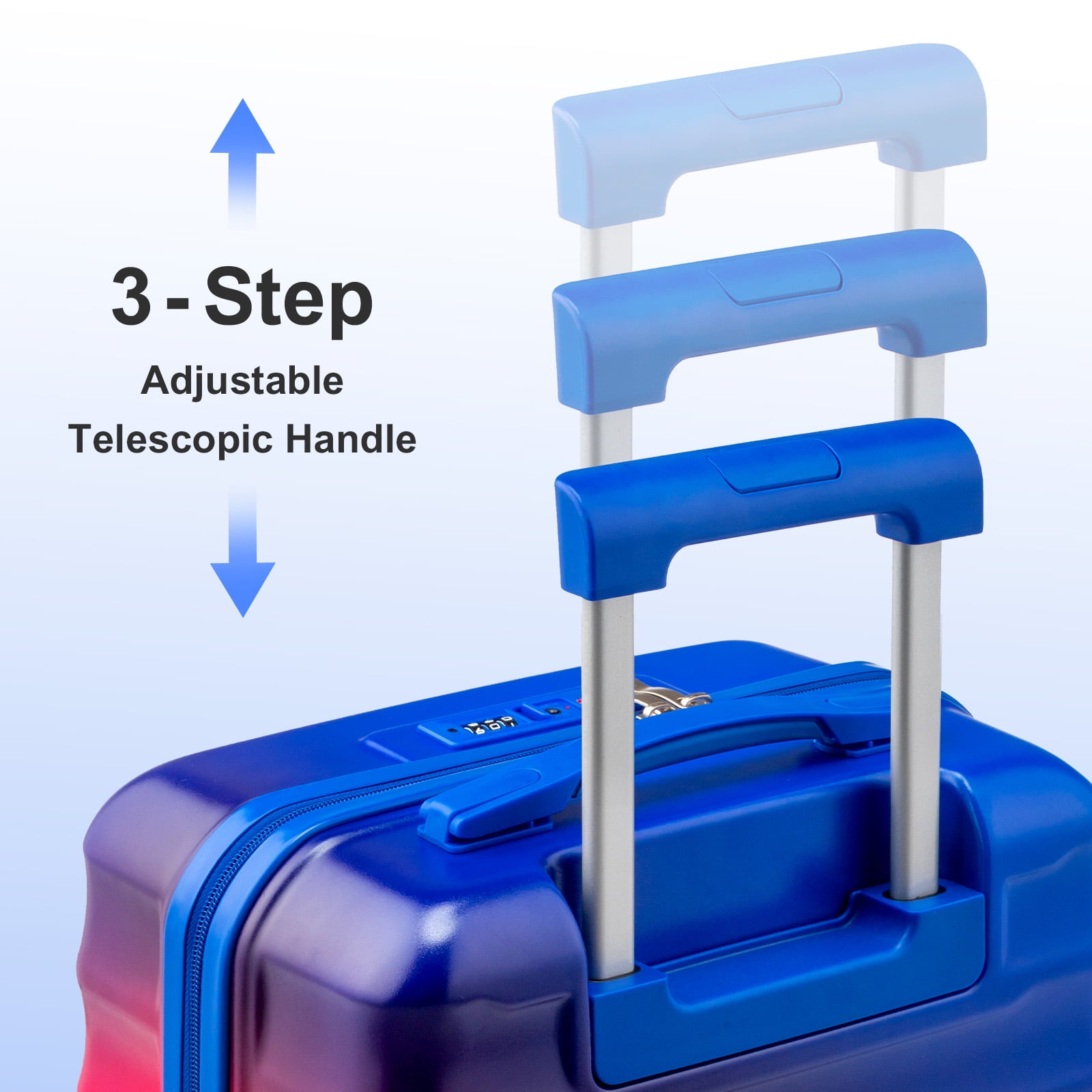 Zimtown 24" Luggage with Hardside Spinner Wheels, Checked-Medium TSA Look Suitcase, Blue Red Gradient