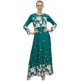 thumbnail image 3 of Bimba Women's Casual Floral Digital Green Printed Long Maxi Designer Dress-24, 3 of 5