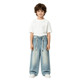 thumbnail image 3 of Baggy Boys Jeans Wide Straight Leg Elastic Waist Y2k Denim Washed Pants Classic Trendy Streetwear with Pockets Hiking Pants, 3 of 8