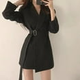 thumbnail image 4 of Baberdicy Lady Trench Coat Women's Tailored Collar Solid Color Relaxed and Casual Long Sleeved Mid Length Version Coat Trenchcoat Women's Black, 4 of 6