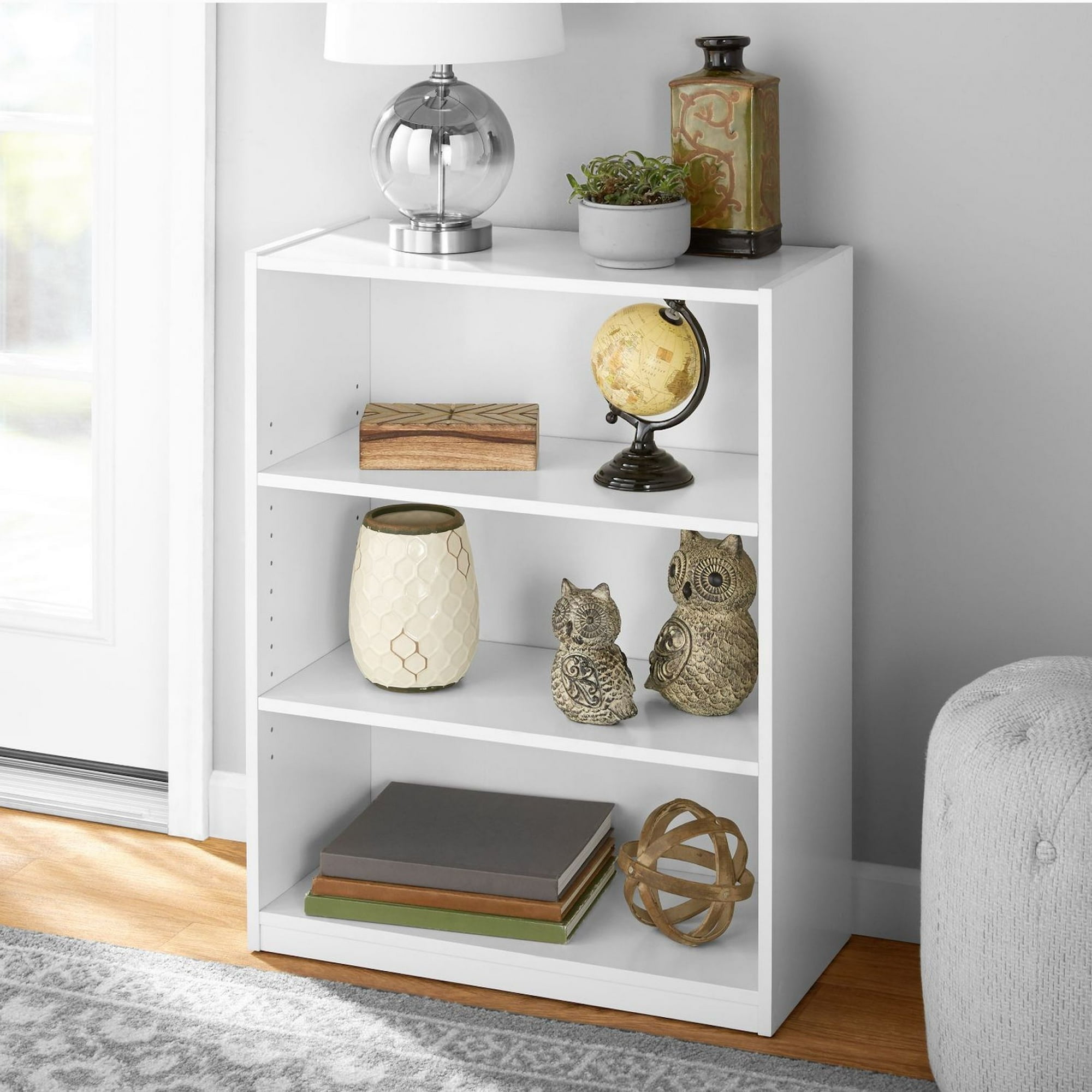 Mainstays 3Shelf Bookcase with Adjustable Shelves, White  (图4)