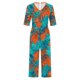 thumbnail image 3 of Vestido de Verano de Manga Corta para las Mujeres Hawaiana Unisex Impresión Casual Cuello en V Atrás Cremallera Bolsillo Lateral Overalls, 3 of 5