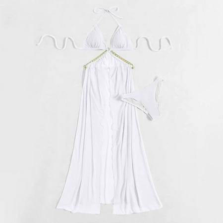 Value for Money  Three-piece Suit Women Bandage Solid Push-Up Padded Swimwear Swimsuit Beachwear Set  Sexy Fit  Comfortable  Fashionable  For Summer  Supportive Bra  Quick Dry  Swimwear Set