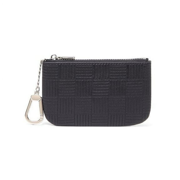 Daisy Rose Luxury Coin Purse Change Wallet Pouch for Women - PU Vegan Leather Card Holder with Oversized Metal Keychain and Clasp - Black Check