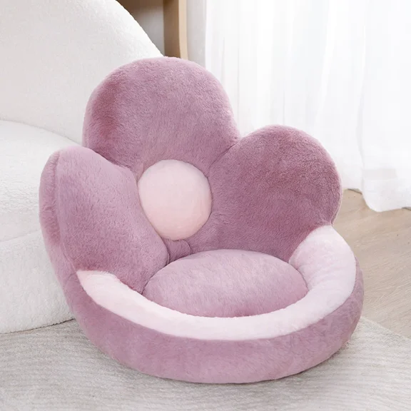 1Pcs Flower Pillows, 18'' Plush Flower Shaped Throw Pillow, Butt Cushion, Floor Pillow, Decorative Seating Cushion for Bedroom, Sofa, Chair, Cute Room Decor (Purple)