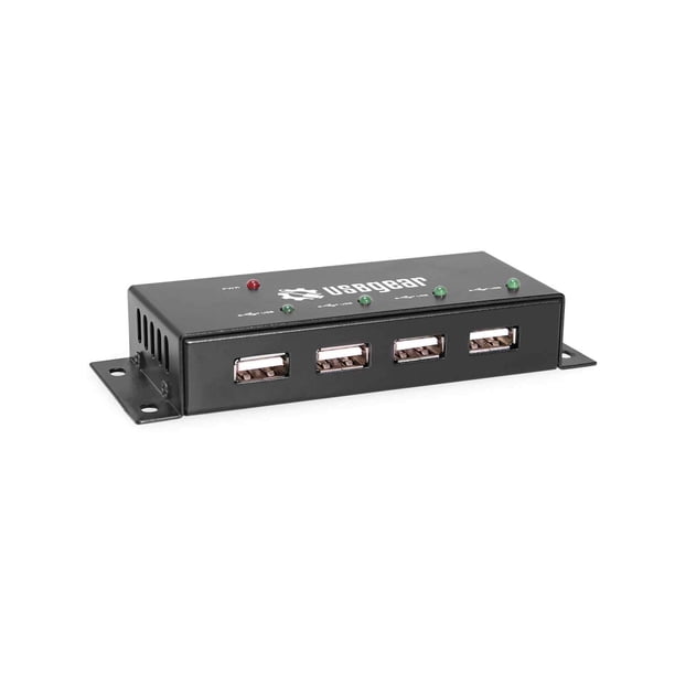 Hub USB USB Gear de 4 puertos USB 2.0 Mini Metal con adaptador de corriente