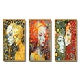 thumbnail image 2 of Designart "Hot Robots in Love Retro Romance" Robot Framed Wall Art Set Of 3 - Yellow Modern Frame Gallery Wall Set For Home Decor, 2 of 6