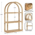 thumbnail image 6 of Kate and Laurel Rahmati Modern Arched Rattan Wall Shelf, 18 x 7 x 30, Natural Rattan, Boho Arch Wall Shelves for Over-the-Toilet Storage or Dorm Room Storage Shelf, 6 of 9