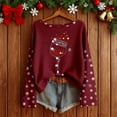 thumbnail image 2 of Fiaer Long Sleeve Shirts for Women Christmas Fall Plus Size Xmas T Shirts Glass Snowflake Fashion Tshirts Loose Fit Casual Holiday Tops Red XL, 2 of 3