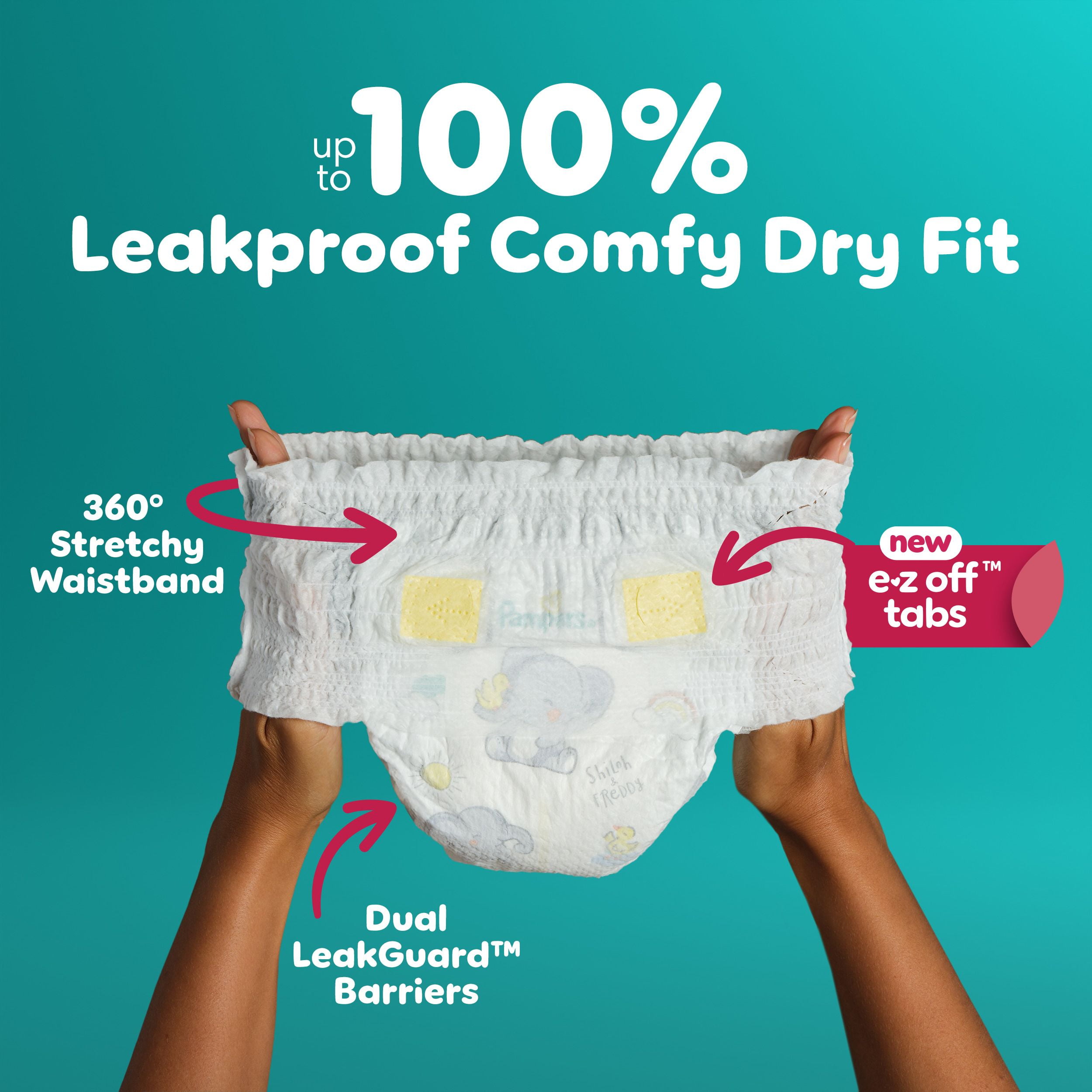 Pampers Diapers - Swaddlers 360° - Size 4, up to 100% Leakproof Comfy Dry Fit, EZ Off Tabs Designed for Easy Changes, Pull On Diaper