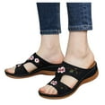 thumbnail image 5 of ZTTD Summer Ladies Fashion Wedge Heel Embroidery Flower Sandals Women's Shoes Black, 5 of 5