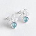 thumbnail image 5 of 14K Gold Blue Jade Bowknot Stud Earrings for Women, Light Blue Jade, Charming Women's Day Gift for Her, 5 of 6