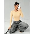 thumbnail image 5 of MOYIKO Crewneck Long Sleeve Body Suits Womens Slim Fitted Tight Basic Tops, 5 of 7
