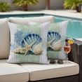 thumbnail image 4 of Pack of 2 Blue Coastal Starfish Outdoor Pillow Covers Decorative, Waterproof Pillow Protector, Grey Sage Green Nautical Coral Summer Throw Pillowcases Accent Cushion Cases for Patio Couch 18"x18", 4 of 8