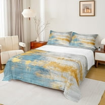 Manfei Watercolor Abstract Queen Sheet Sets,Modern Grunge Pastel Aesthetic Flat Sheet,Blue Gray Ombre Queen Fitted Sheet For Girl Kids,Breathable Home Decor,4 Pieces