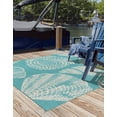 thumbnail image 3 of Unique Loom Outdoor Coastal Collection Area Rug - Bodrum (7' 10" Square Teal/Ivory), 3 of 9