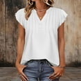 thumbnail image 4 of Fewfanhot Vest Tops for Women Summer Tops for Women Short Sleeve Shirts Dressy Pleated Tunic Casual V Neck Button Down Blouses, 4 of 9